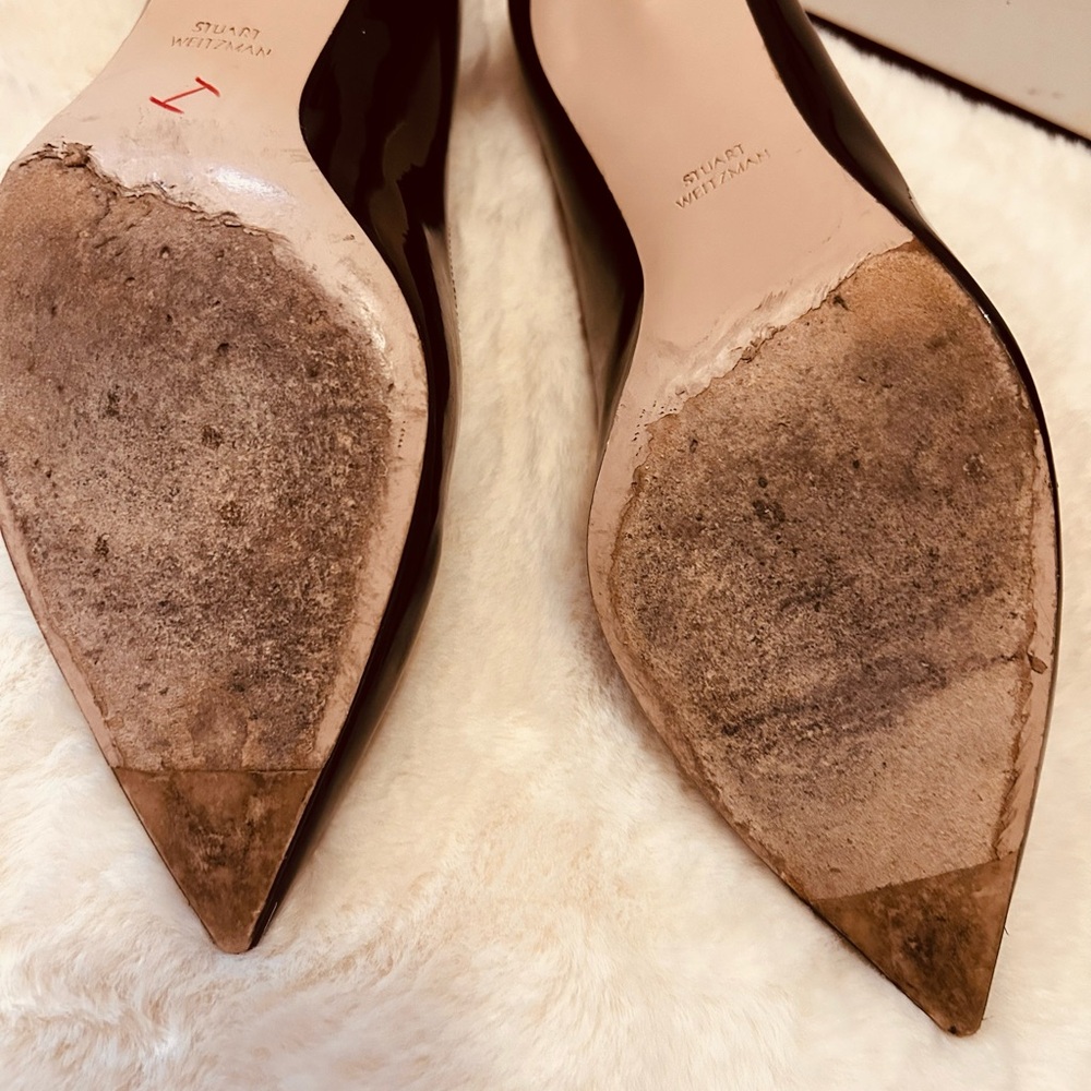 Stuart Weitzman patent leather black pointed heels Size 9.5 - Picture 9 of 15